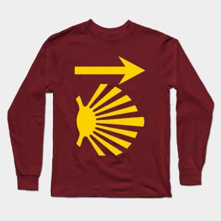 Camino de Santiago de Compostela Yellow Scallop Shell and Arrow Long Sleeve T-Shirt